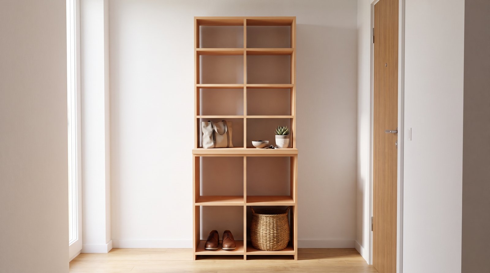 Flurregal Buche mit Unterschrank — im Wohnraum