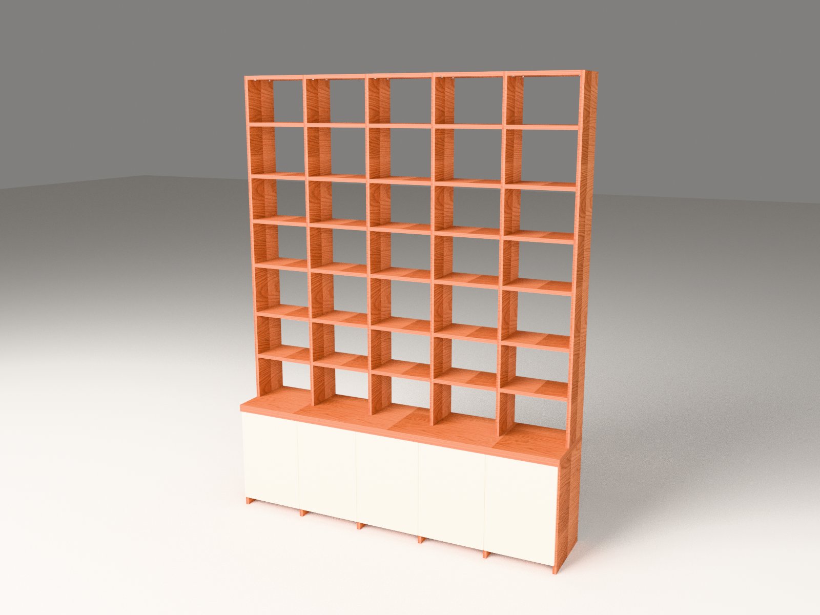 Bücherwand Kirschbaum mit Unterschrank