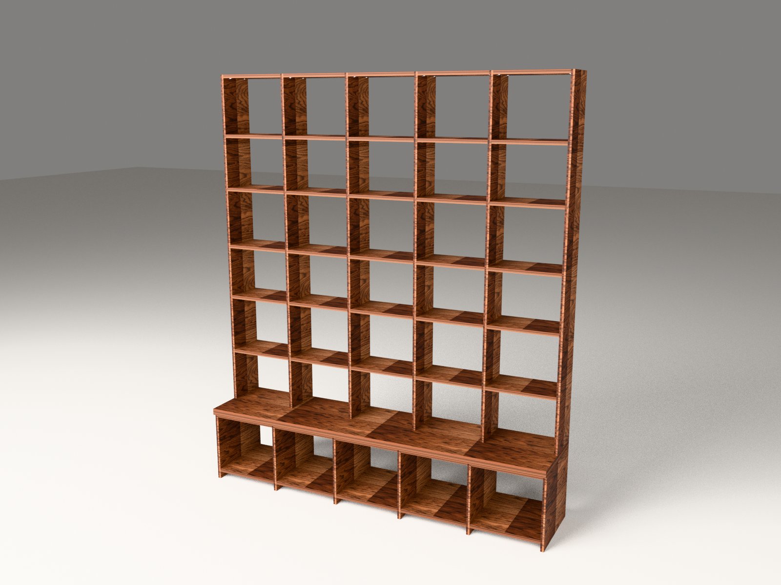 Wohnwand Nussbaum, Unterschrank offen